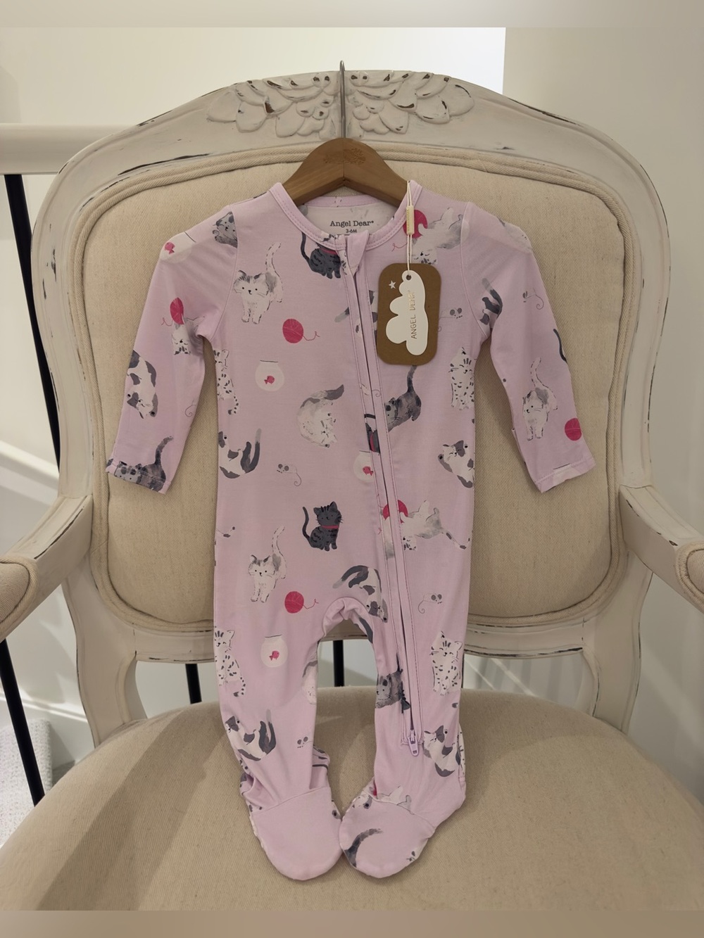 🐈 3~6 Mth NWT Angel Dear Kitties And Yarn Sleeper Baby Footie